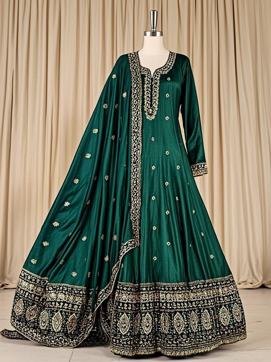 Emerald Green Festive Lehenga - Lehenga at House of Radhya Kharar