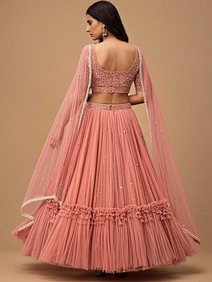 Blush Pink Designer Lehenga - Lehenga at House of Radhya Kharar