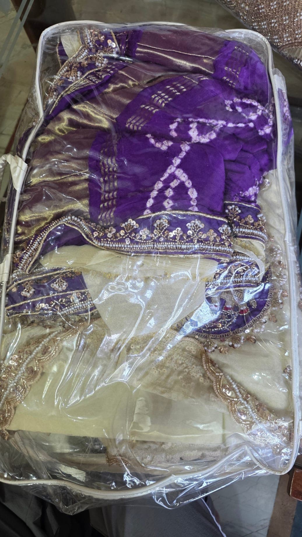 Royal Blue & Golden Heavy Hand-embroidered Lehenga for Party and Events view 2