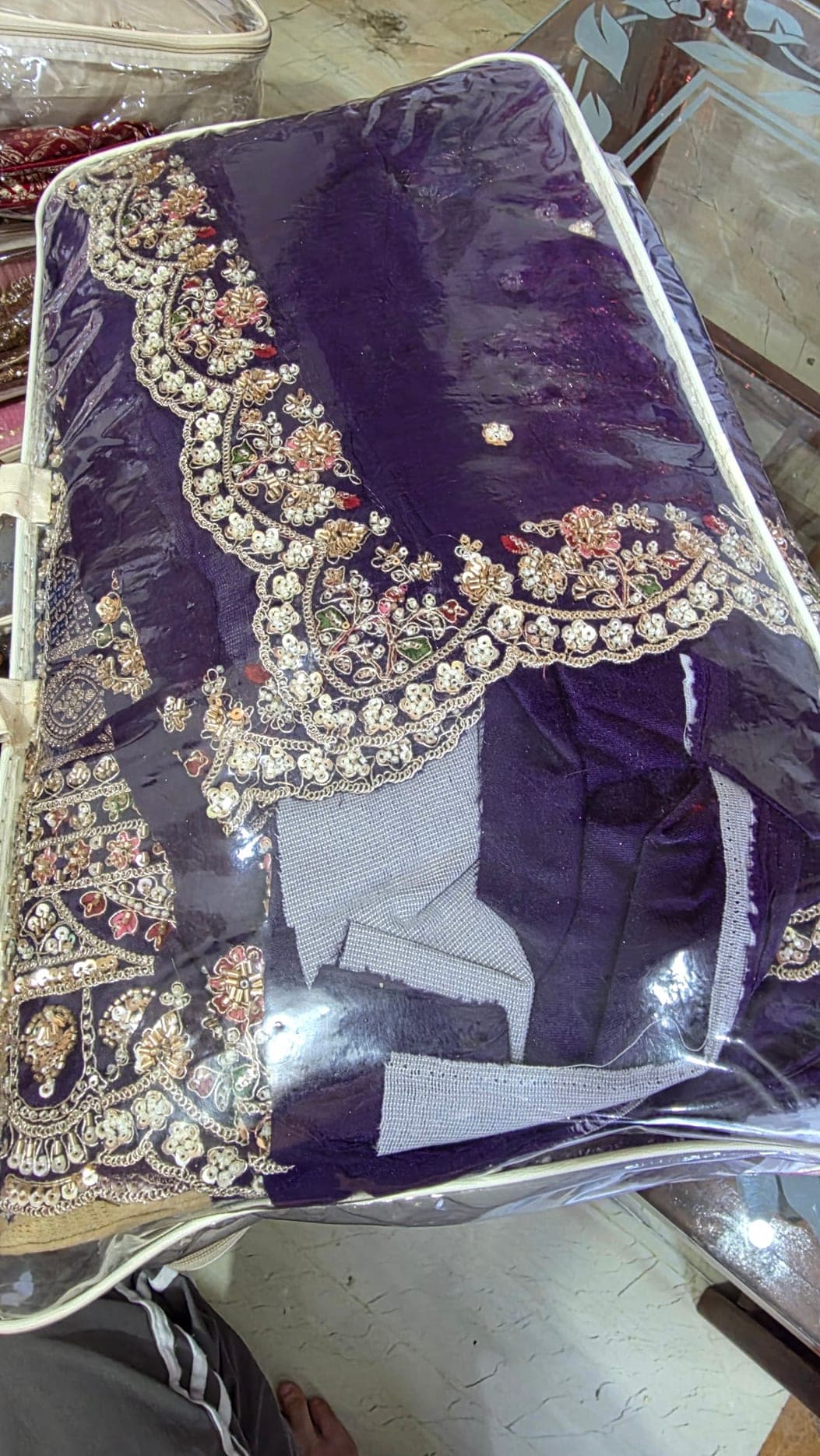 Dark Blue Color Hand-embroidered Lehenga view 2