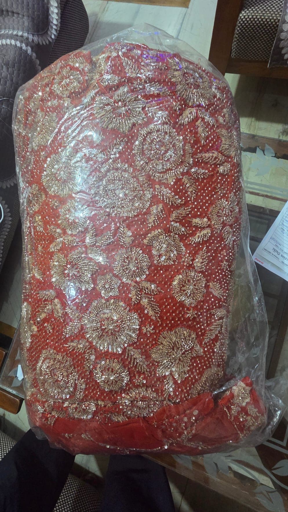 Radiant Orange-Red Lehenga with Exquisite Beadwork Embellishments - Lehenga at House of Radhya Kharar
