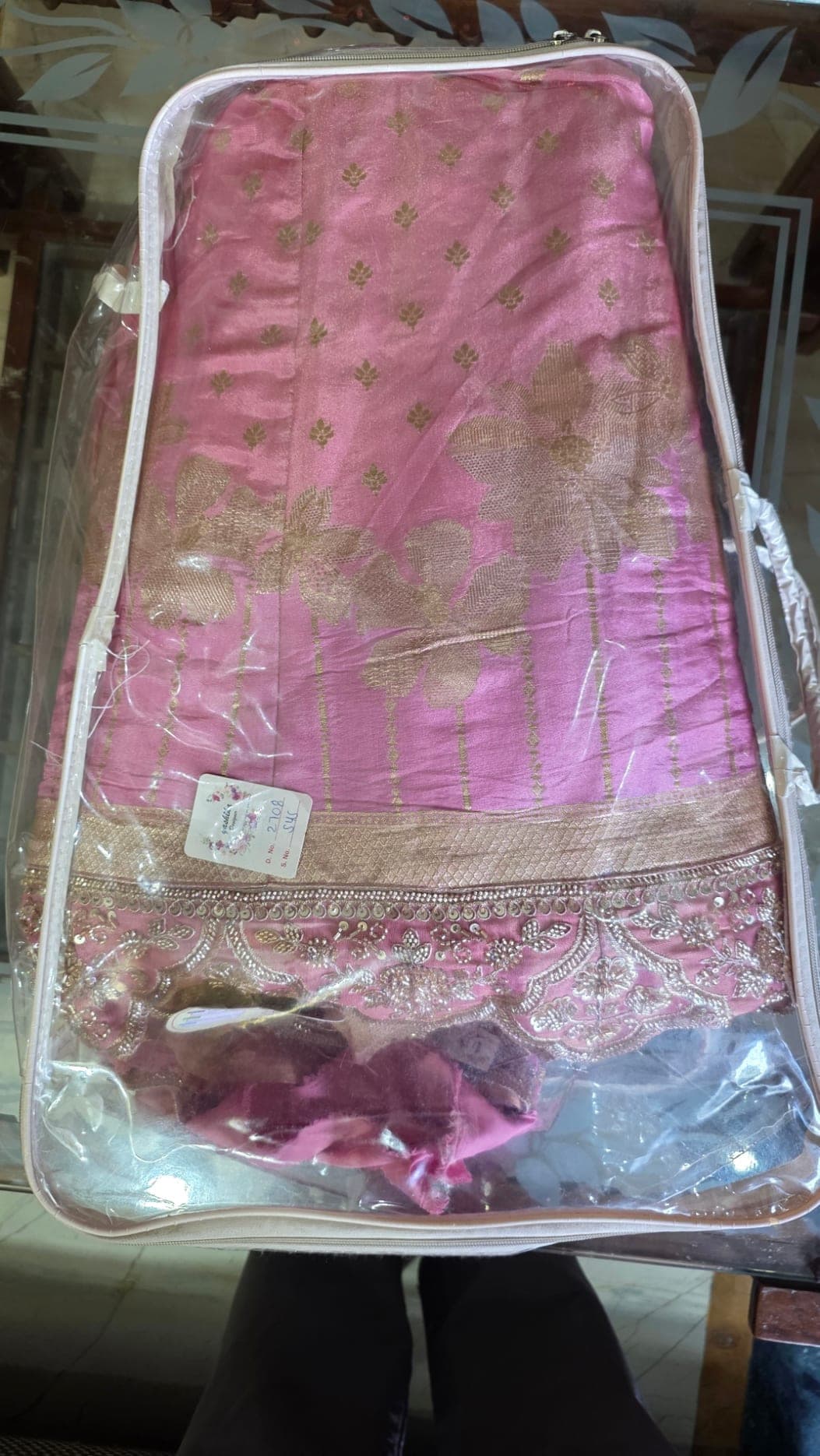 Pink Lehenga with Heavy Hand-embroidered - Lehenga at House of Radhya Kharar