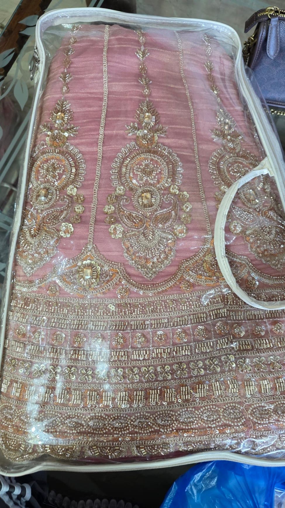 Peach Color Heayy Hand-embroidered, Partywear Lehenga - Lehenga at House of Radhya Kharar