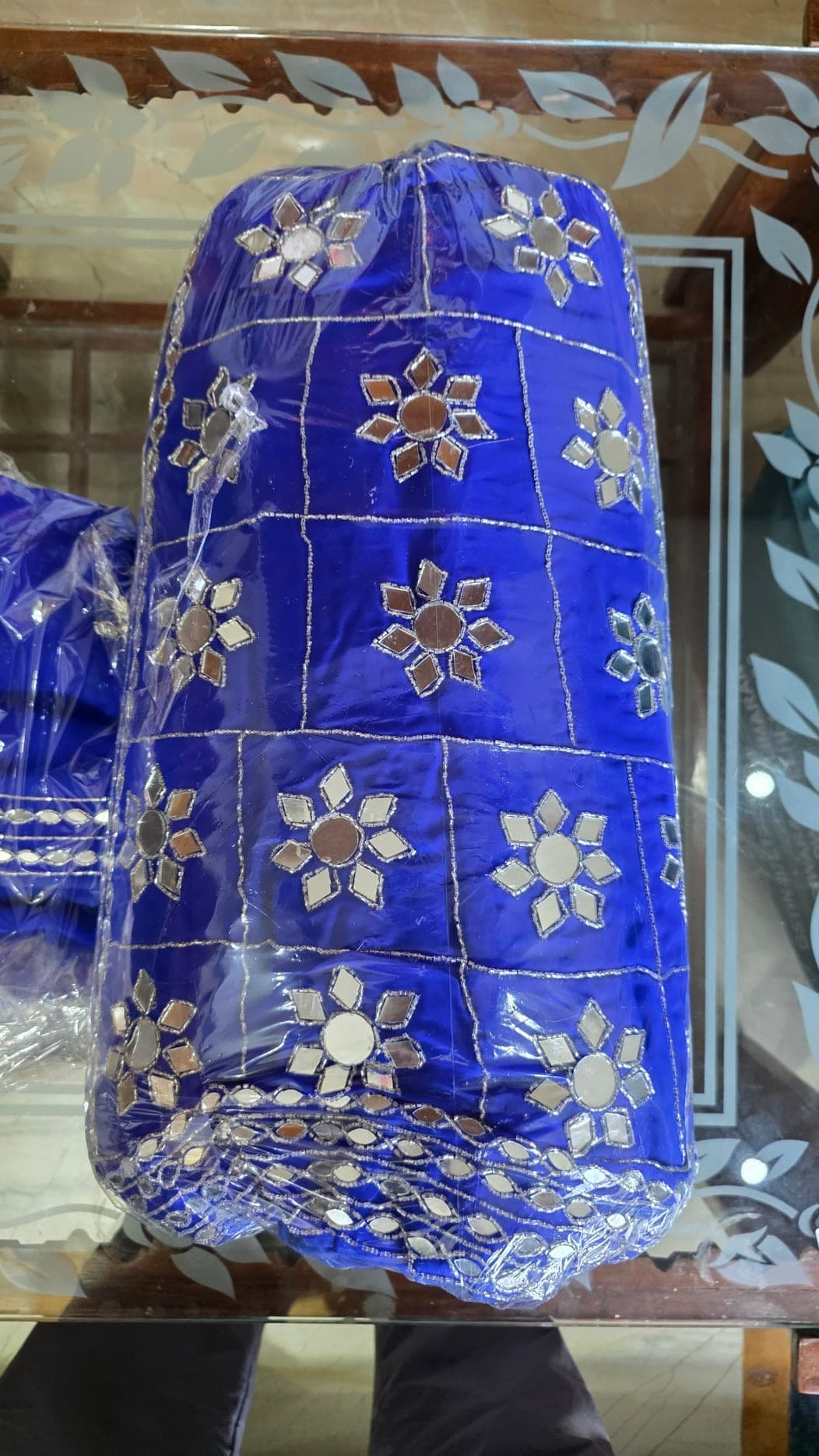 Royal Blue Lehega with Mirror Work - Lehenga at House of Radhya Kharar