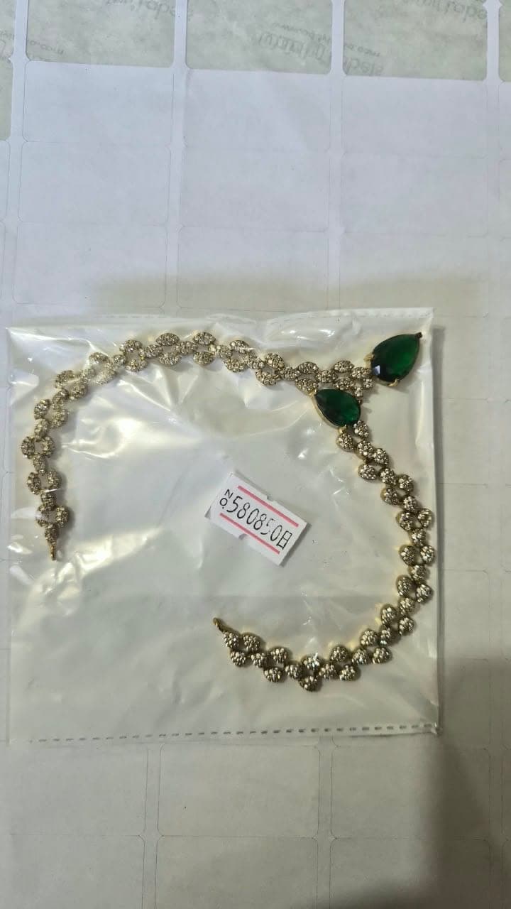 Elegant Premium Moissanite Necklace with Emerald Green Teardrop Stones & Dazzling Floral Detailing - Jewellery at House of Radhya Kharar
